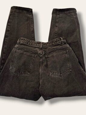 PrettyLittleThing Jeans Womens UK10 US6 Black High Waisted Mom Fit Straight Leg